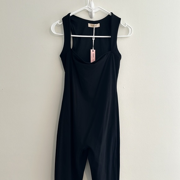 QINSEN Jumpsuit Strappy Square Neck Full Length Leggings Bodycon Onesie Rompers - Picture 2 of 6